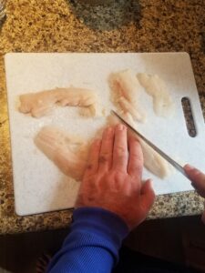 thinly cutting crappie fillets
