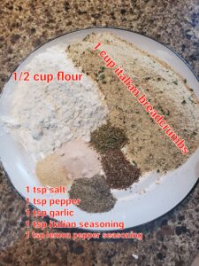 Ingredients for Crappie Salad, Ingredients for Italian Fried Crappie, Crappie Caesar Salad 